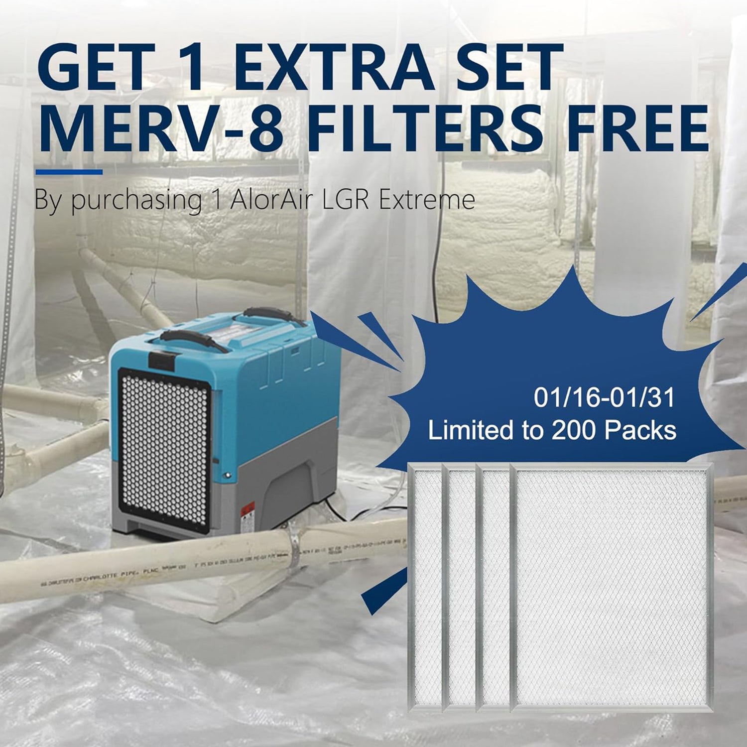 Get 1 extra set of MERV-8 filters free