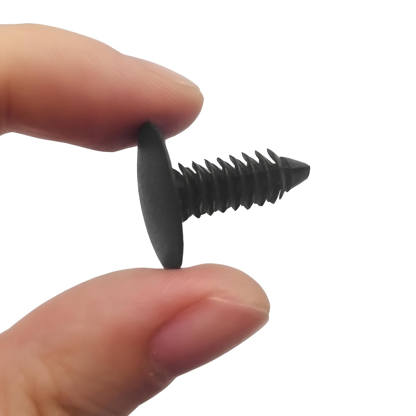 Close-up view of black fastener