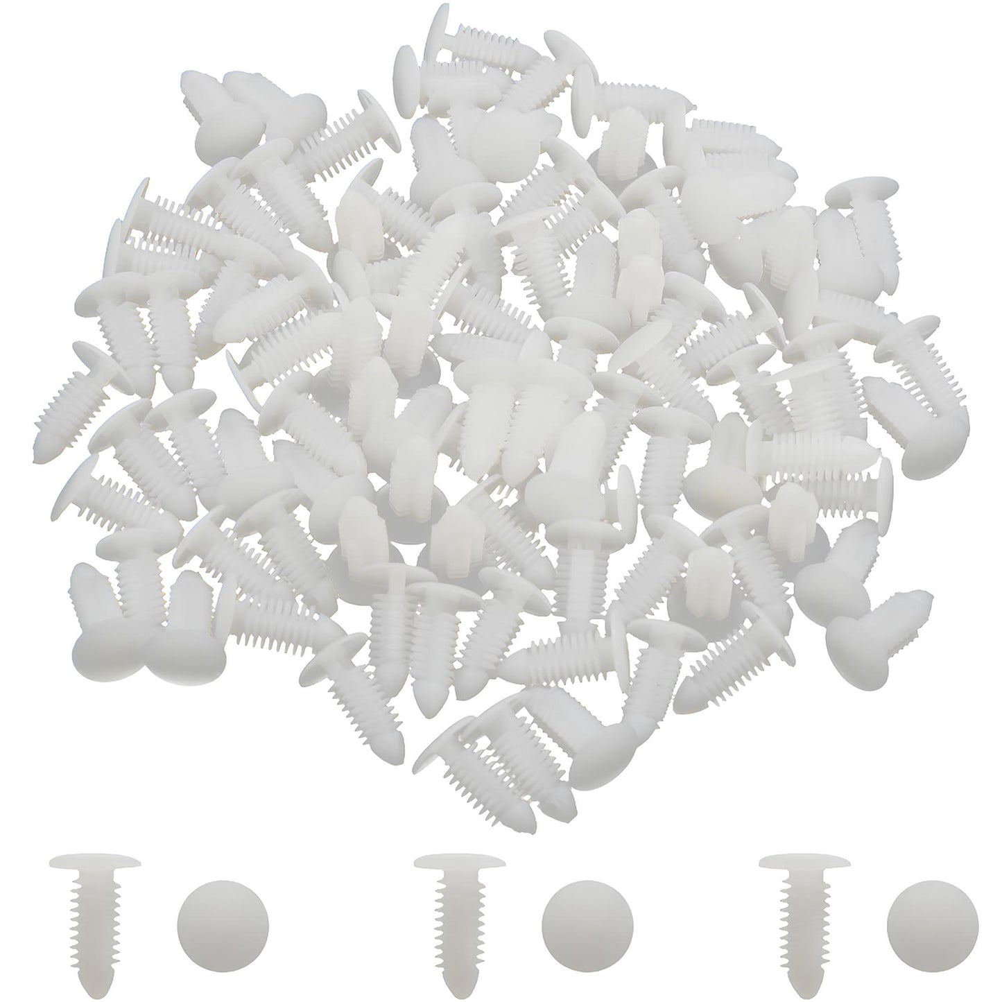 Bundle of white fasteners