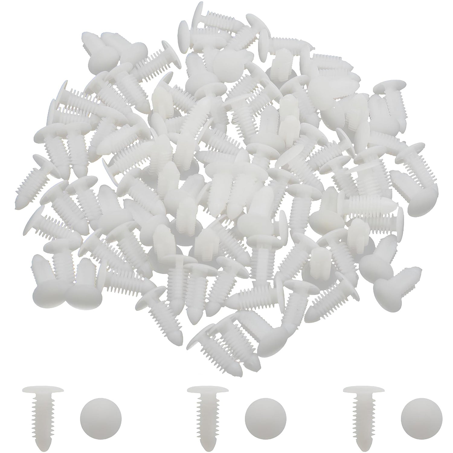 Bundle of white fasteners