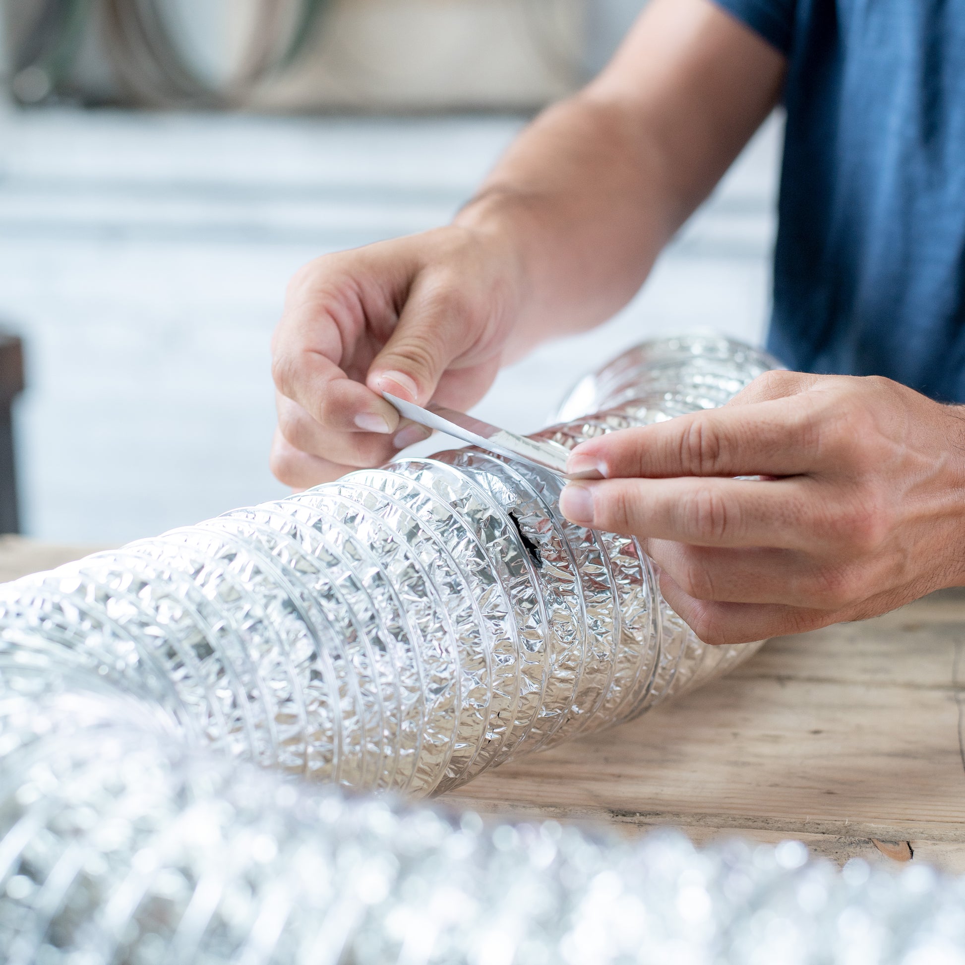 Sealing duct holes with aluminum foil tape