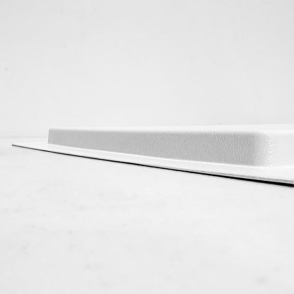 Side view of large outward mounted foundation vent cover (white)